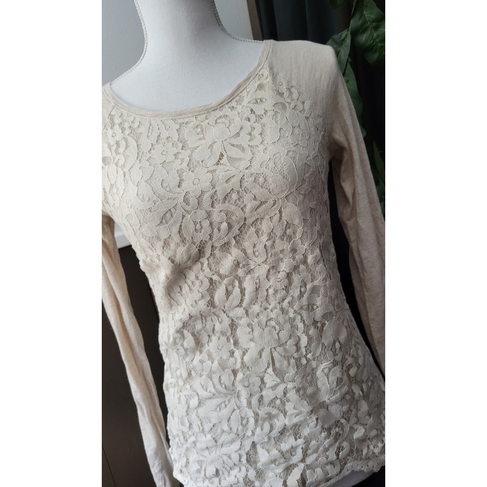 Ann Taylor Loft Lace Long Sleeve Top
